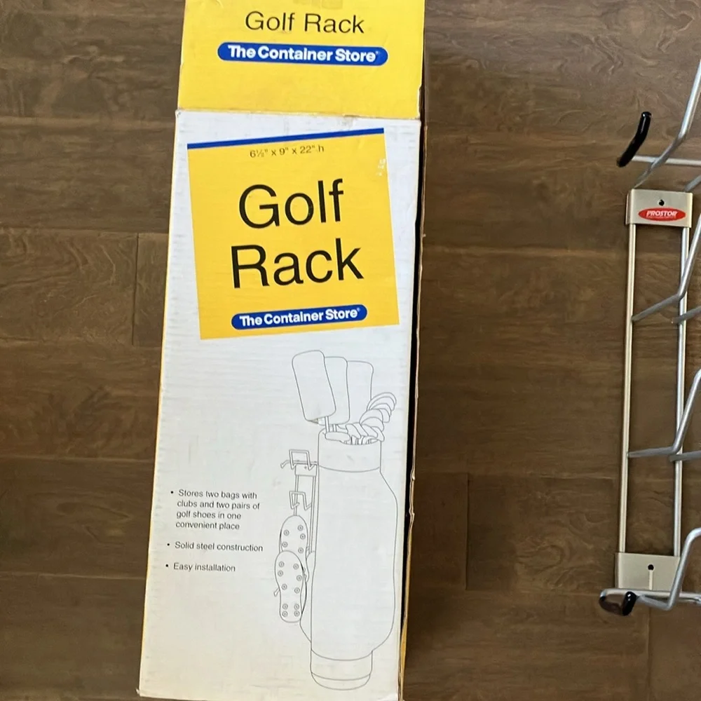 NIB The Container Store Golf Rack storage solid steel wall Mount
